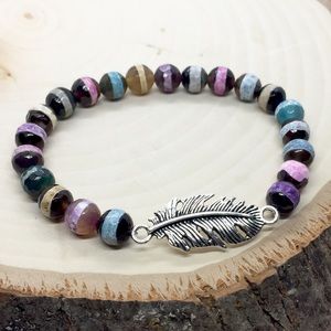 Agate and Feather Bracelets